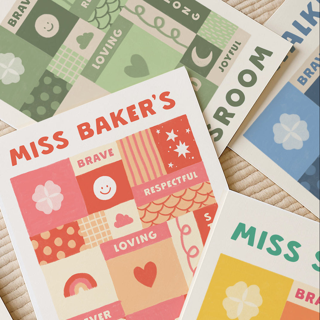Personalised teacher classroom gift print