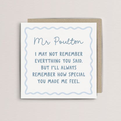 Personalised special teacher thank you card
