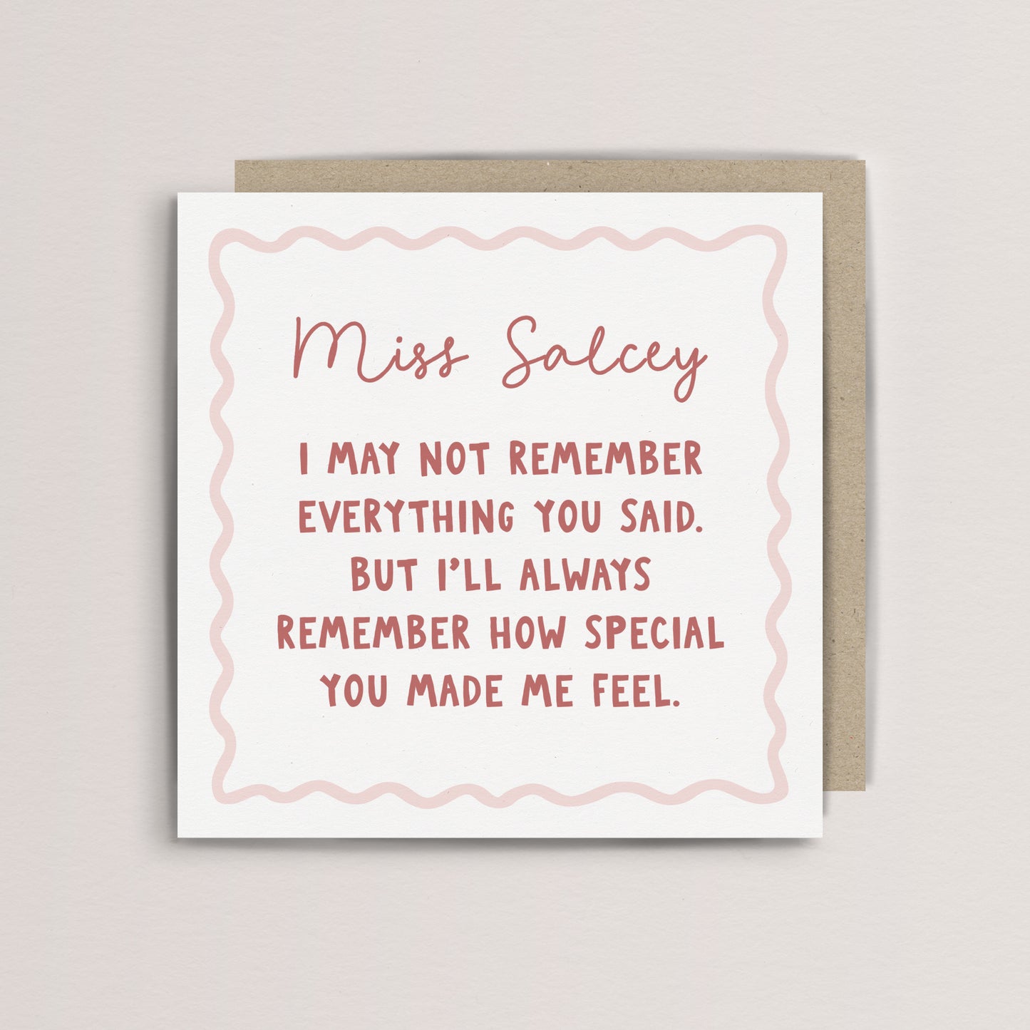 Personalised special teacher thank you card