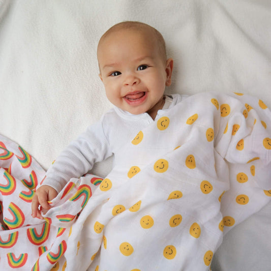 SECONDS SALE *Limited edition* The Happy News baby muslin blanket