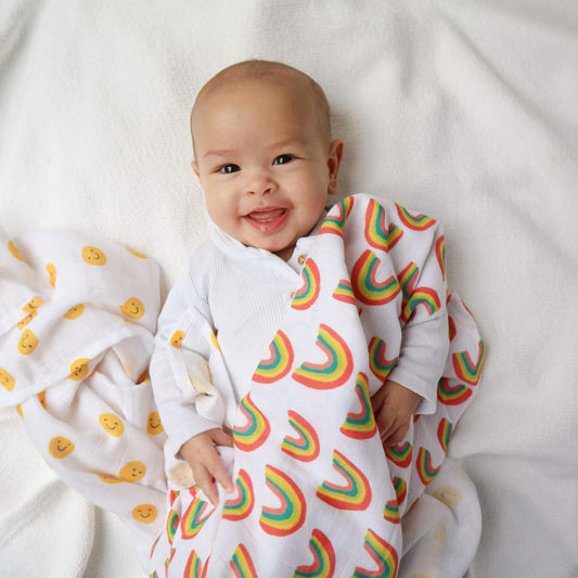 *Limited edition* The Happy News Rainbow baby muslin blanket