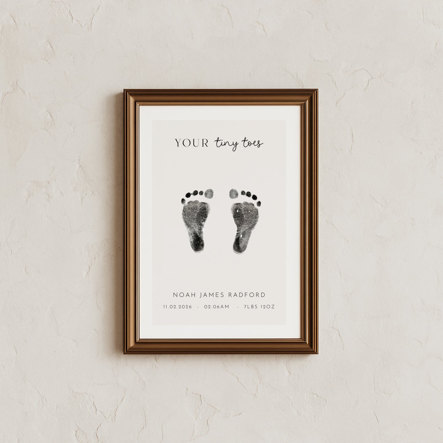 Personalised new baby keepsake print UPLOAD YOUR OWN handprint/footprint kit tiny toes
