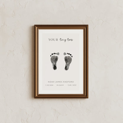 Personalised new baby keepsake print UPLOAD YOUR OWN handprint/footprint kit tiny toes