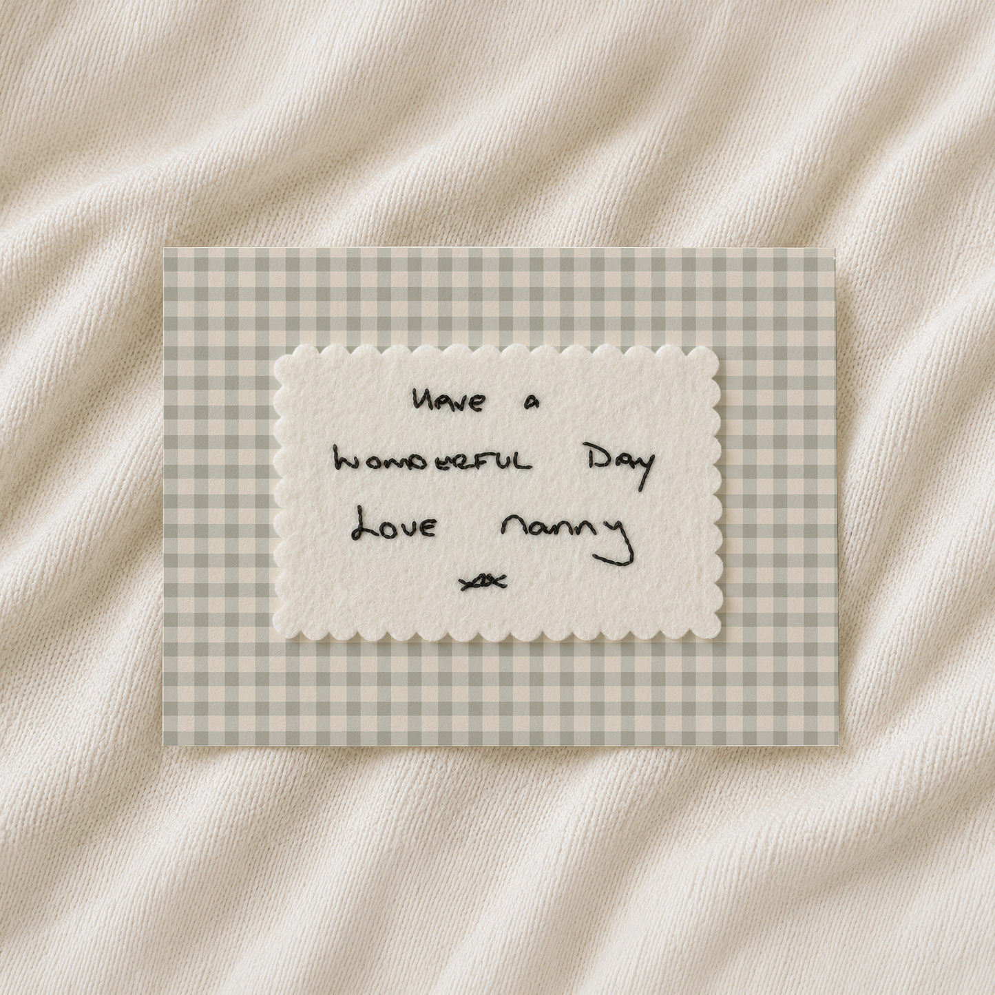 Personalised Handwriting Embroidery Keepsake - gingham print
