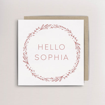 Personalised Wreath new baby card