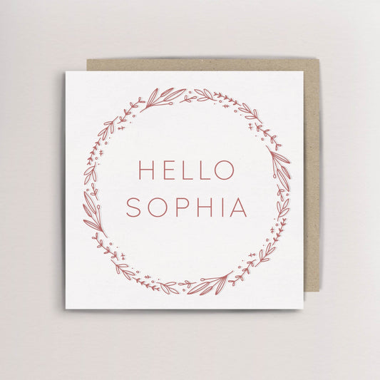 Personalised Wreath new baby card