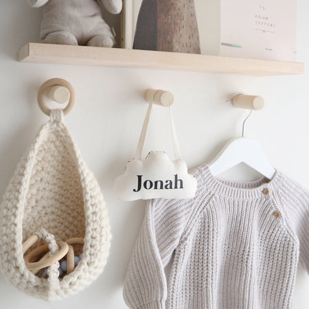 hanging cloud nursery decoration personalised with babys name