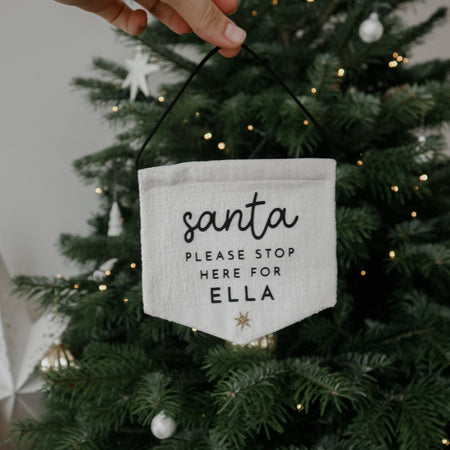 personalised santa stop here sign - paper and wool
