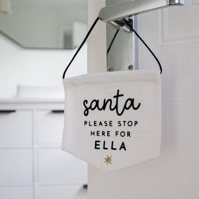 personalised santa stop here sign - paper and wool