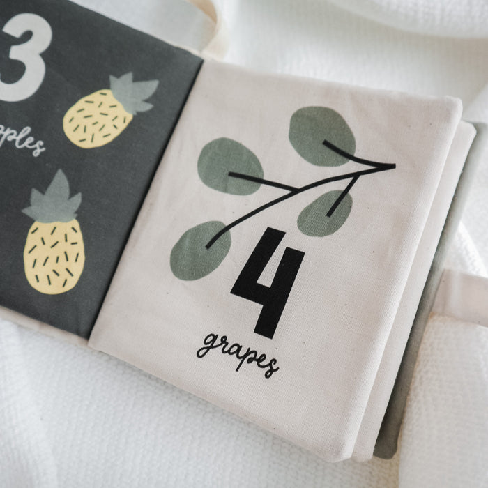 Personalised counting fruit soft crinkle baby book