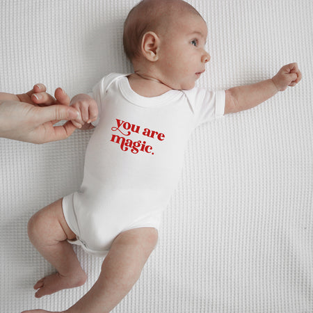 You are magic short sleeve bodysuit Baby Paper and Wool