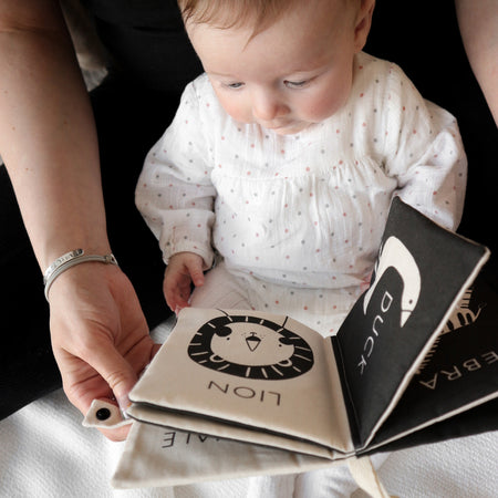 animal baby soft cloth book - paper and wool 