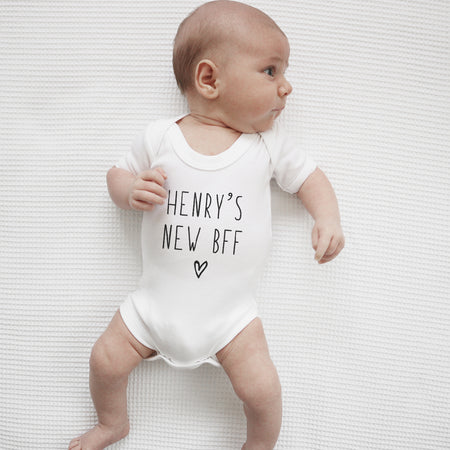 Personalised baby's new best friend short sleeve bodysuit Baby Paper and Wool