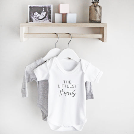 Personalised littlest baby name short sleeve bodysuit Baby Paper and Wool