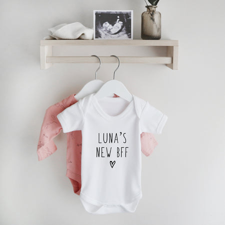 Personalised baby's new best friend short sleeve bodysuit Baby Paper and Wool
