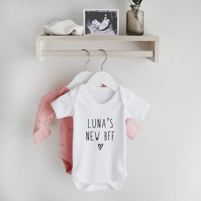 Personalised baby's new best friend short sleeve bodysuit Baby Paper and Wool
