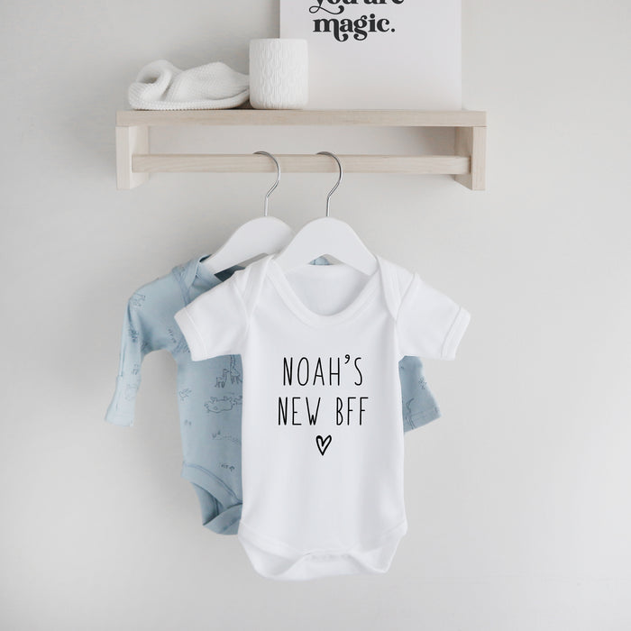 Personalised baby's new best friend short sleeve bodysuit Baby Paper and Wool