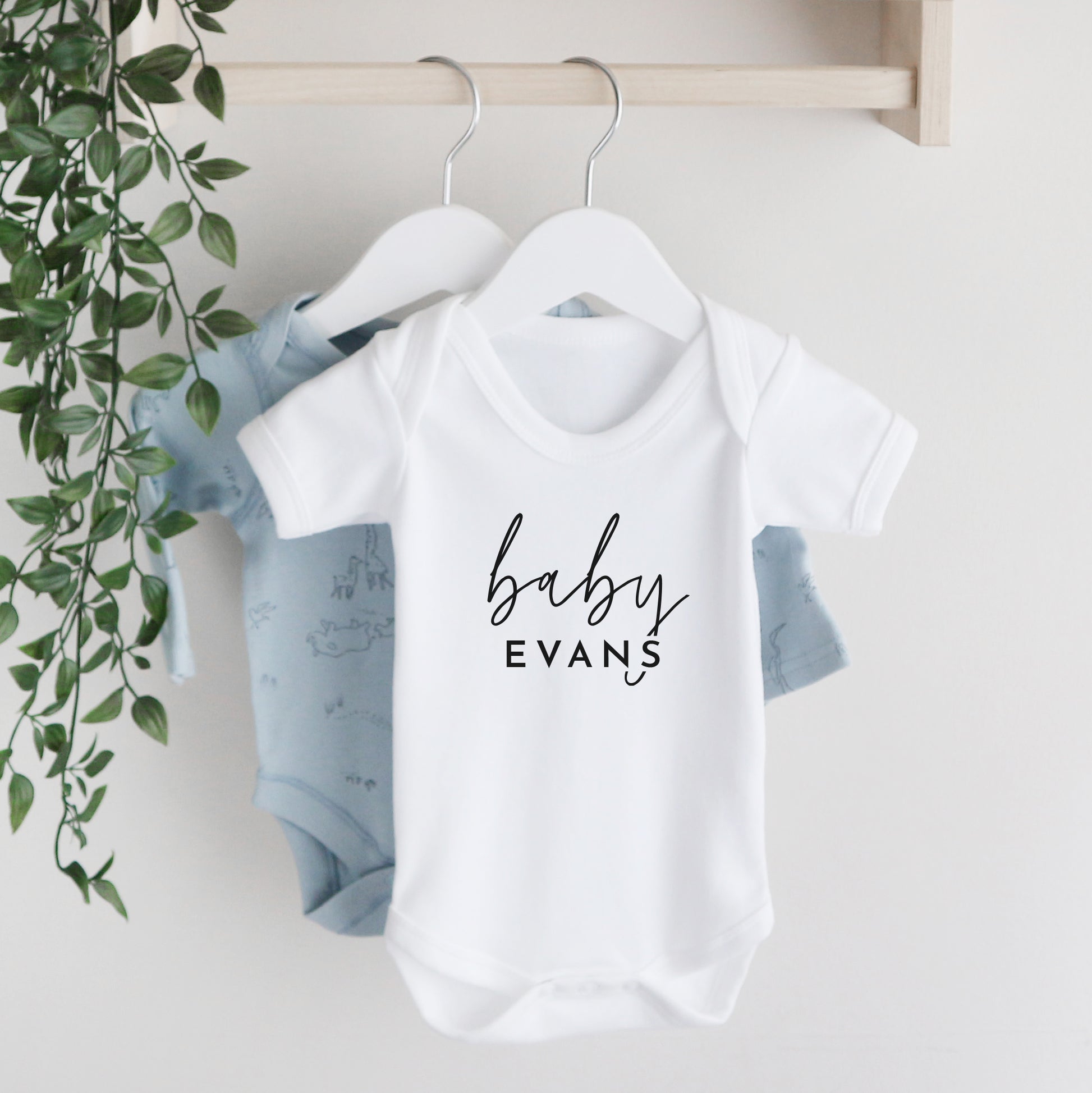 Personalised baby surname short sleeve bodysuit Baby Paper and Wool