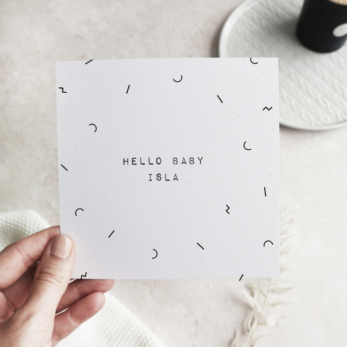 Personalised hello baby name card