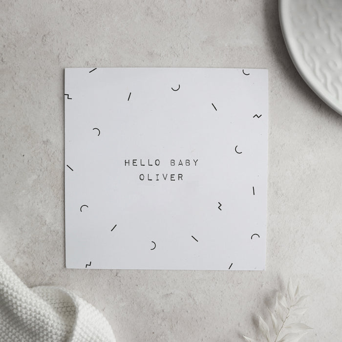 Personalised hello baby name card
