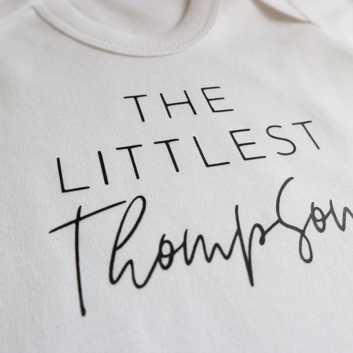 Personalised littlest baby name short sleeve bodysuit Baby Paper and Wool