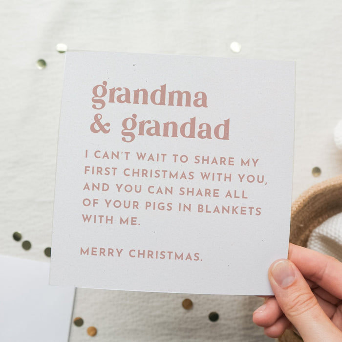 baby's first christmas card - paper and wool