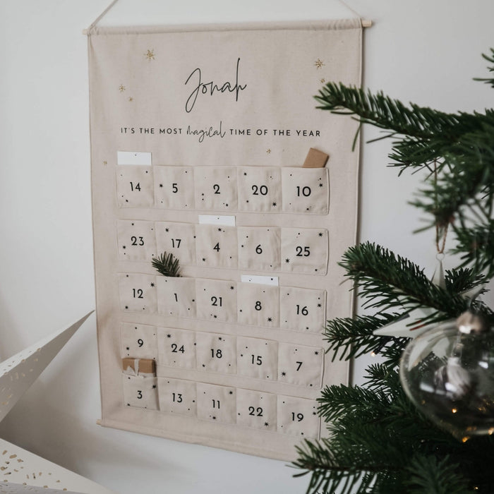 personalised fabric christmas advent calendar - paper and wool