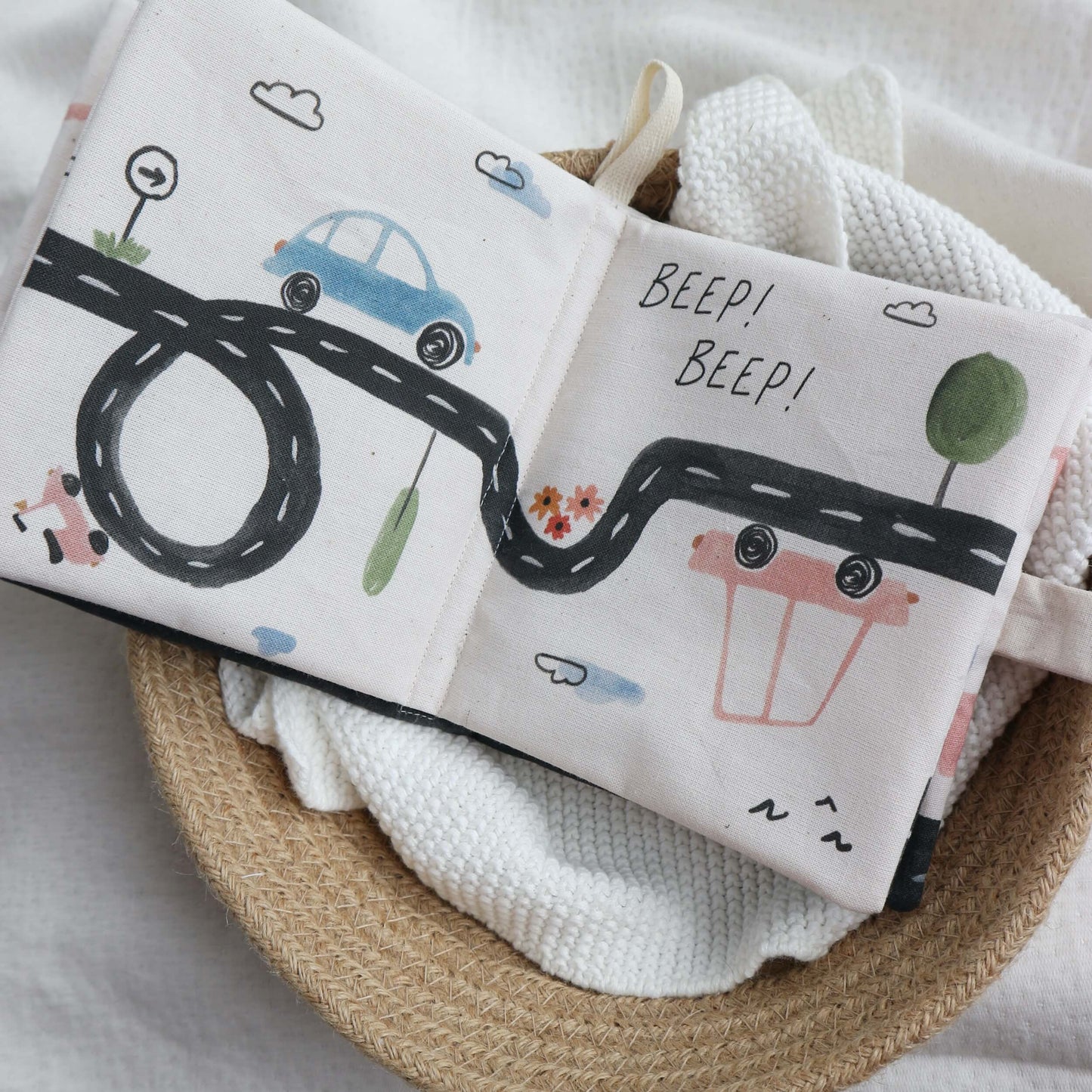 car baby soft book - paper and wool