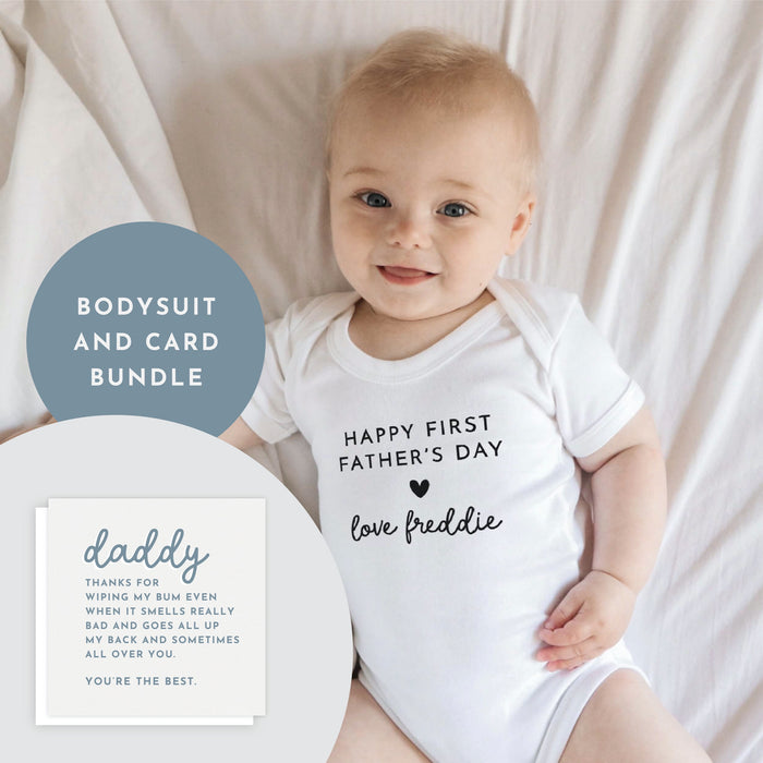 Personalised bodysuit and father's day card bundle