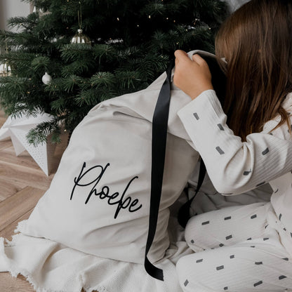 personalised christmas present sack - paper and wool