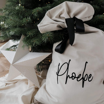 personalised christmas present sack - paper and wool