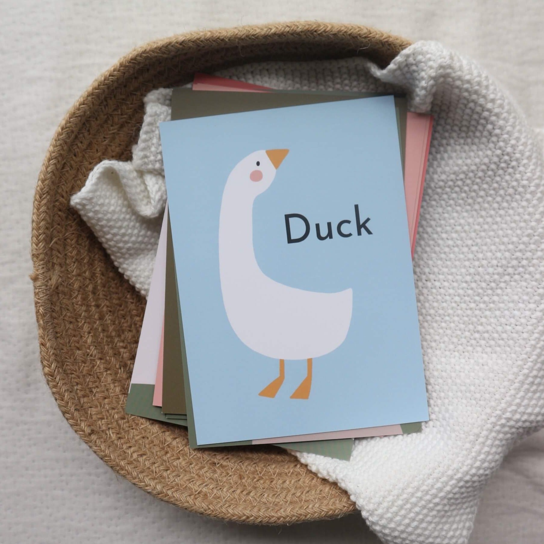 first word flashcards - paper and wool