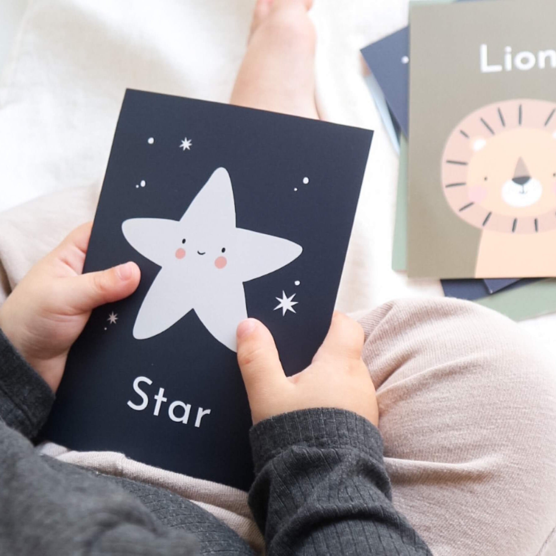 first word flashcards - paper and wool