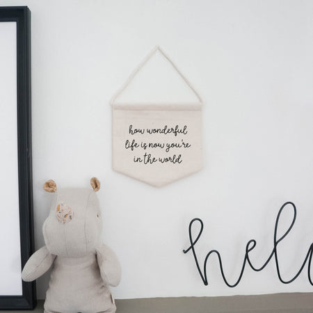 nursery banner decoration - paper and wool