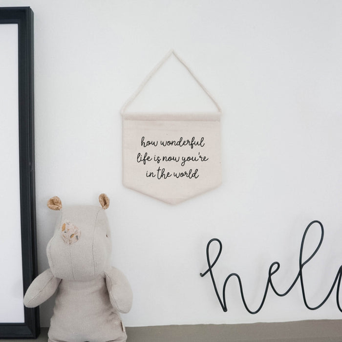 nursery banner decoration - paper and wool