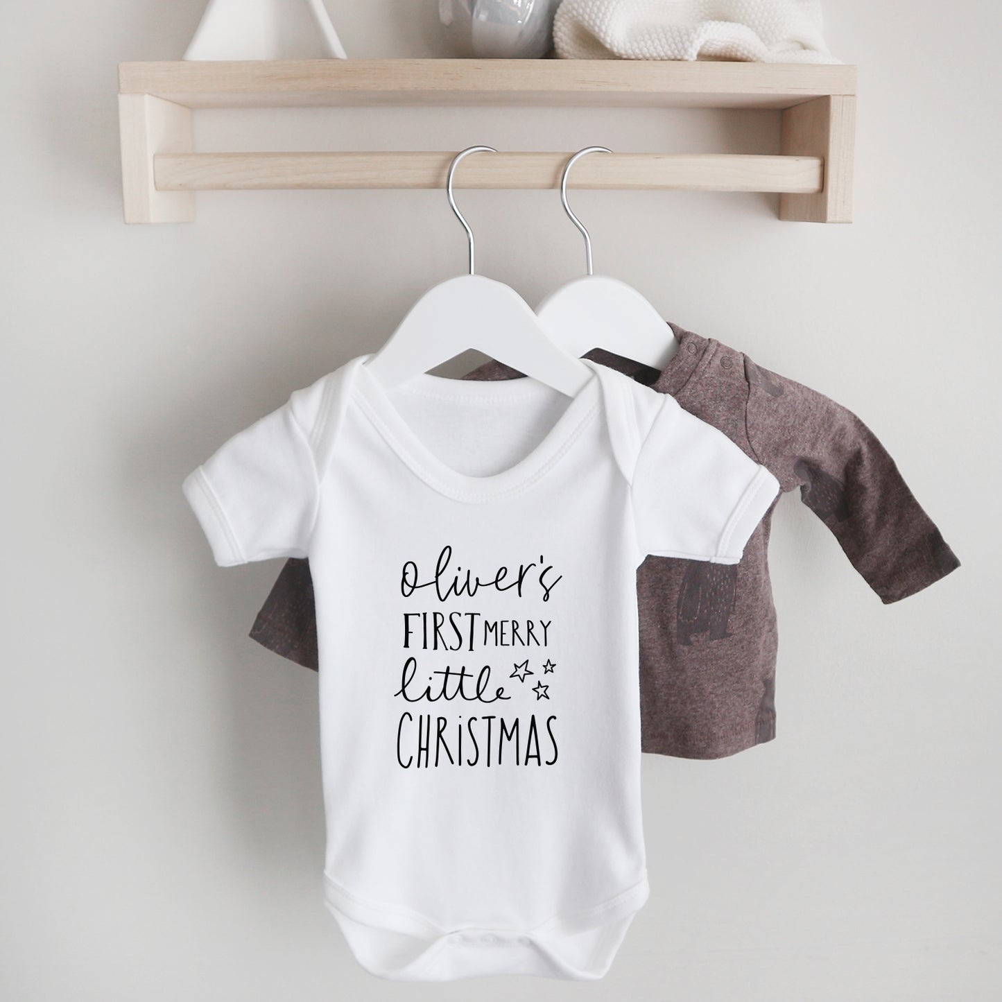 Personalised baby's first merry Christmas bodysuit Baby Paper and Wool