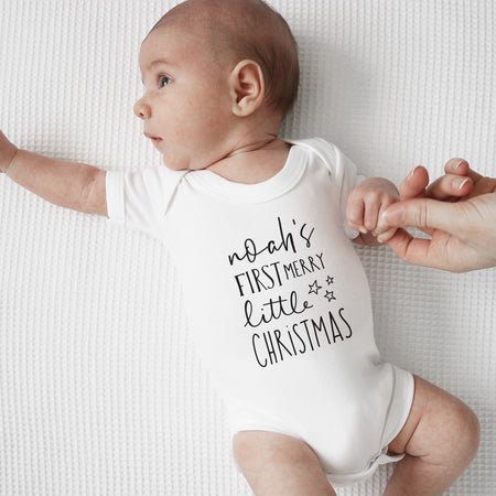 Personalised baby's first merry Christmas bodysuit Baby Paper and Wool