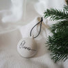 personalised ceramic Christmas bauble - paper and wool