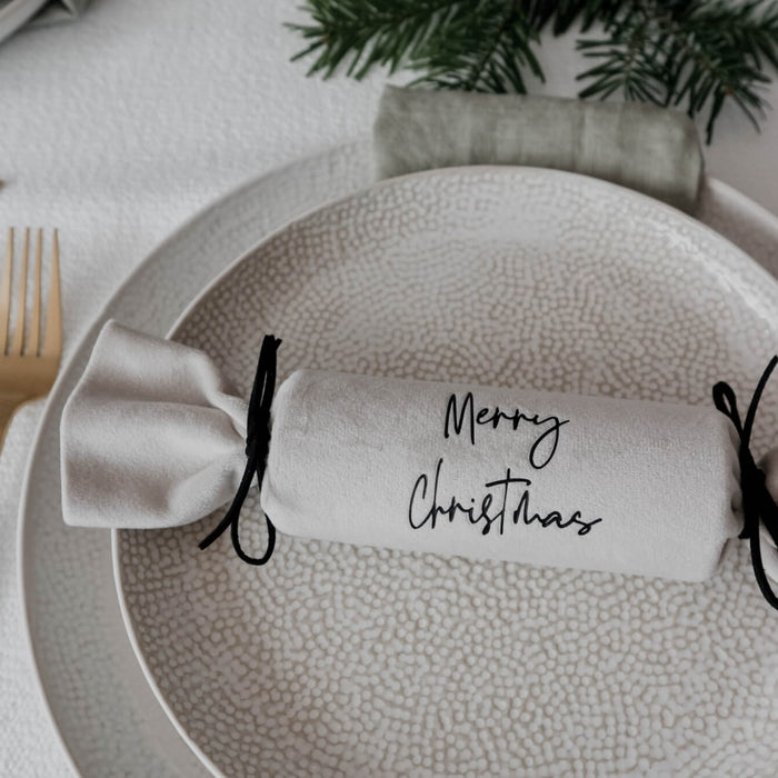 personalised christmas crackers - paper and wool