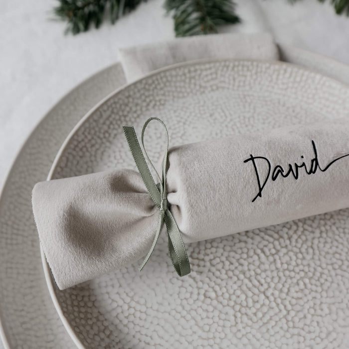 personalised christmas crackers - paper and wool
