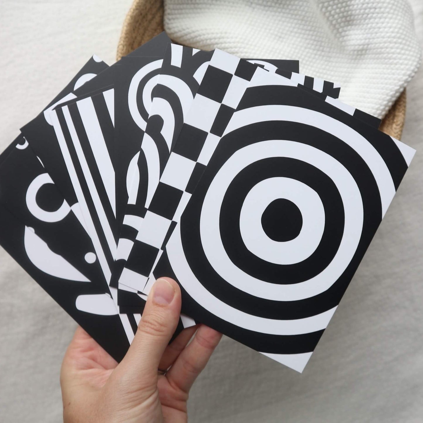 sensory flash cards - paper and wool