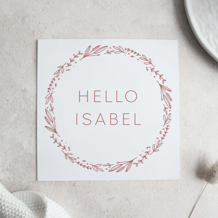 personalised wreath new baby card